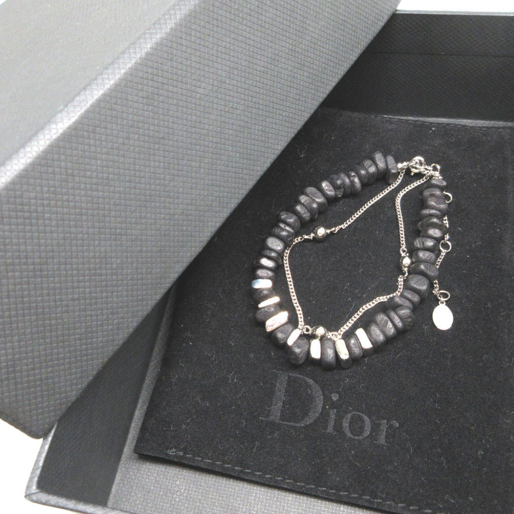 DIOR HOMME bracelet metal black Beads Stone Motif Double Row unisex(Unisex)