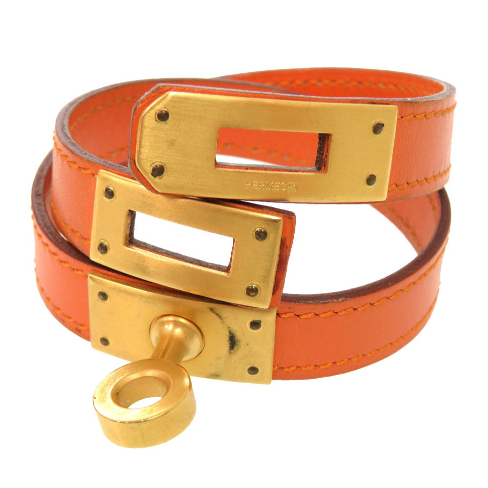 HERMES bracelet Swift Orange 2 stations Kelly DeBultour Women