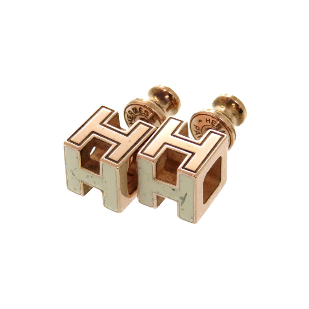 HERMES Pierce metal Ivory Cardue Ash H-cube Women