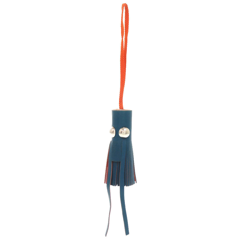 HERMES key ring leather blue Petite Ash Squid Women