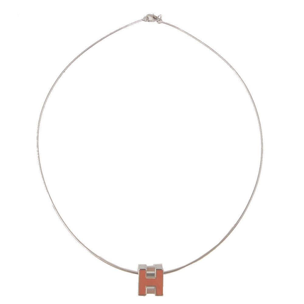 HERMES Necklace metal Orange H cube Cardue Ash Women(Unisex)