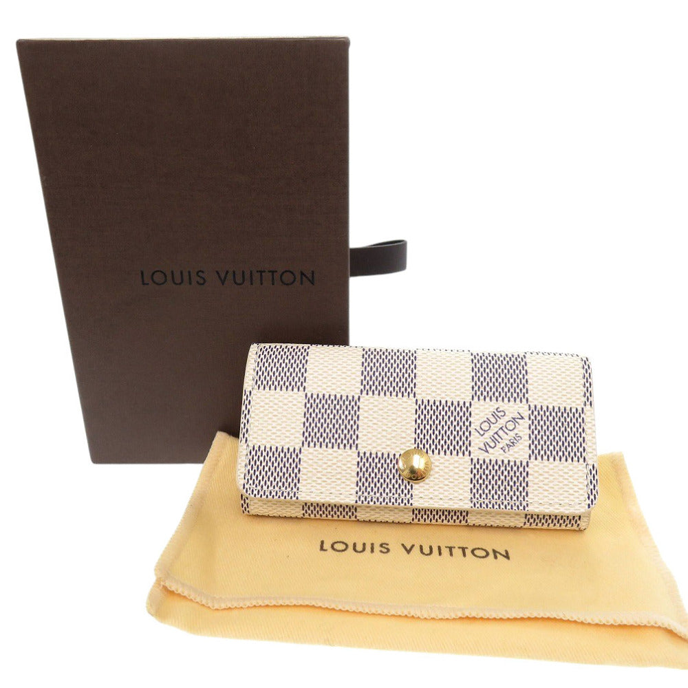 LOUIS VUITTON Key case Key holder  N60020 Damier Azur Canvas gray Multicles4 Women(Unisex)