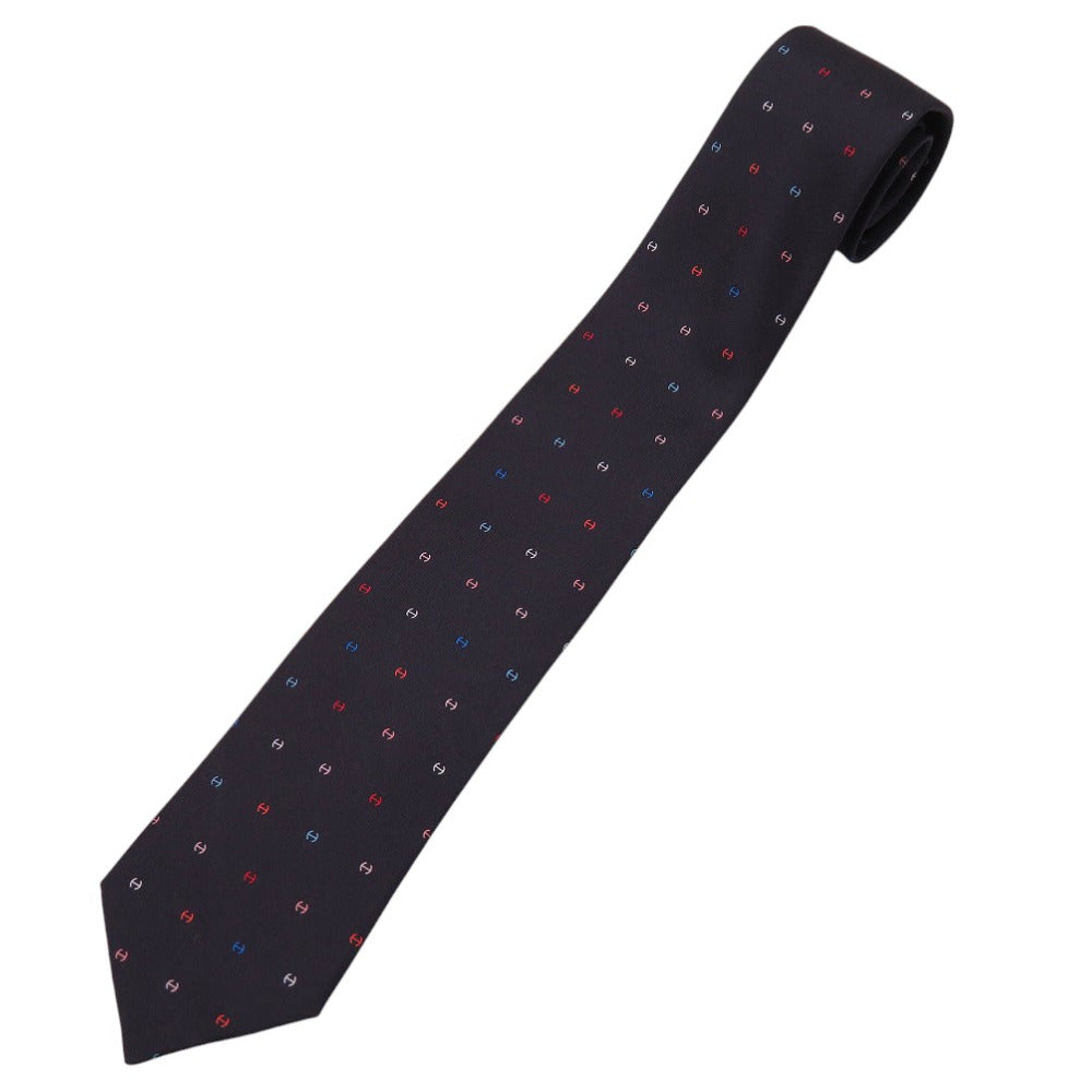 HERMES tie silk black H logo mens