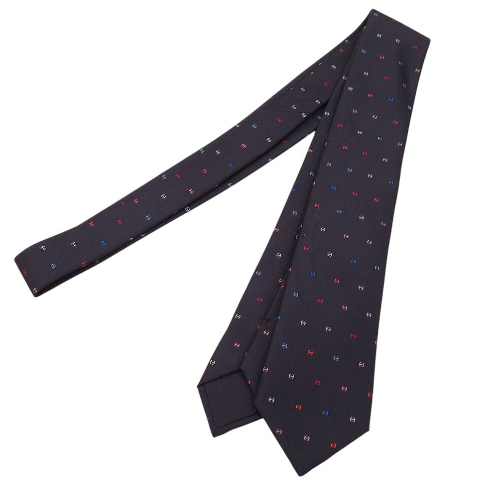 HERMES tie silk black H logo mens