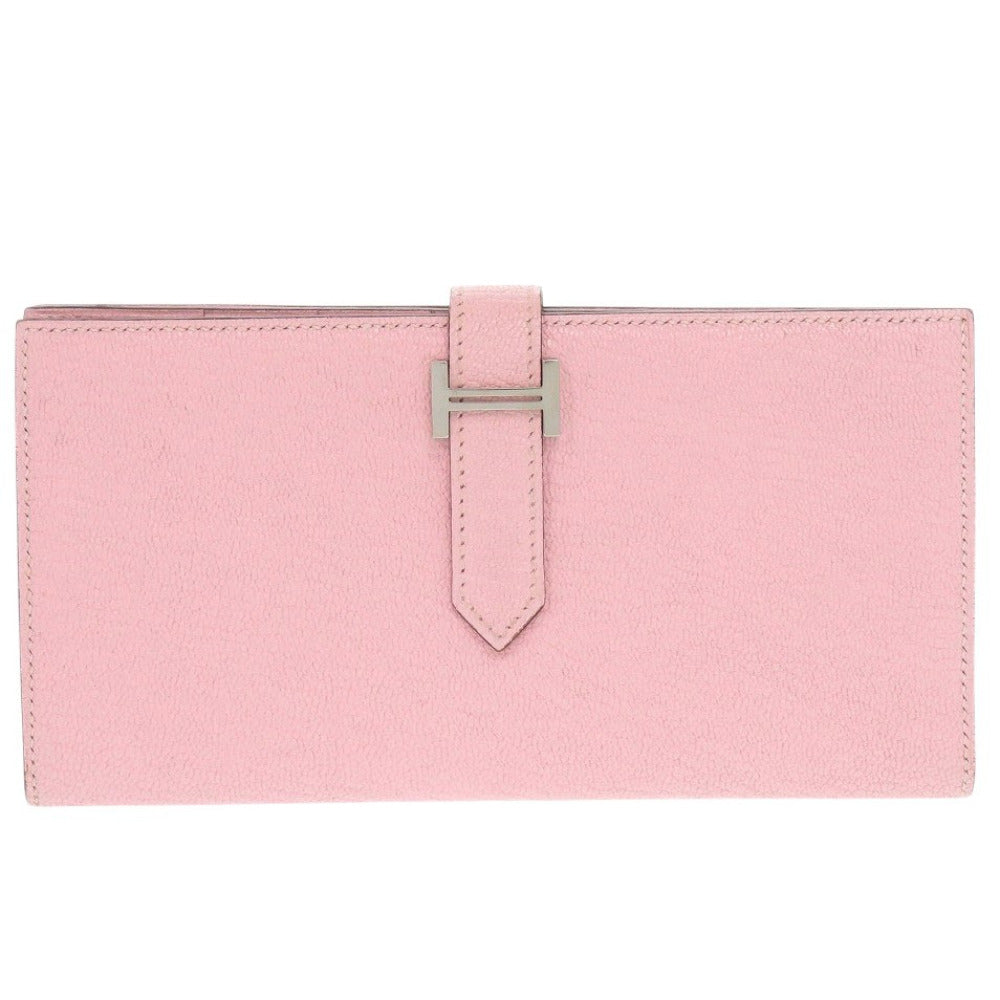 HERMES Long Wallet Purse Shave Rose cherry Beansufla Women