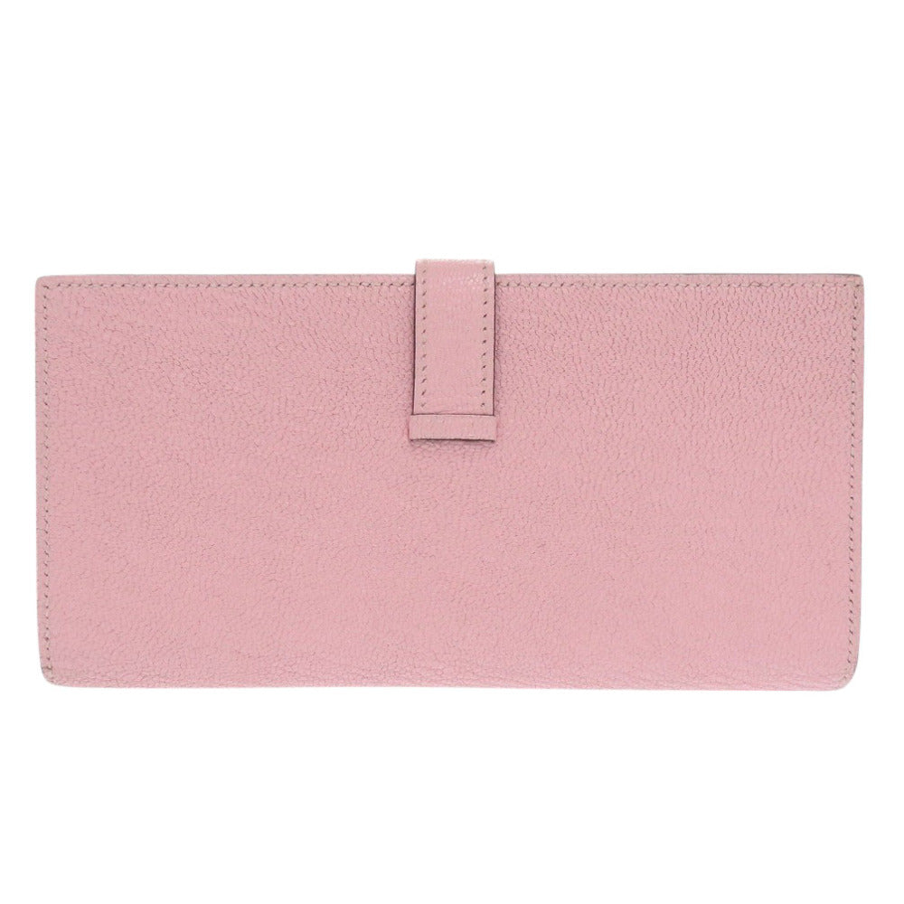 HERMES Long Wallet Purse Shave Rose cherry Beansufla Women