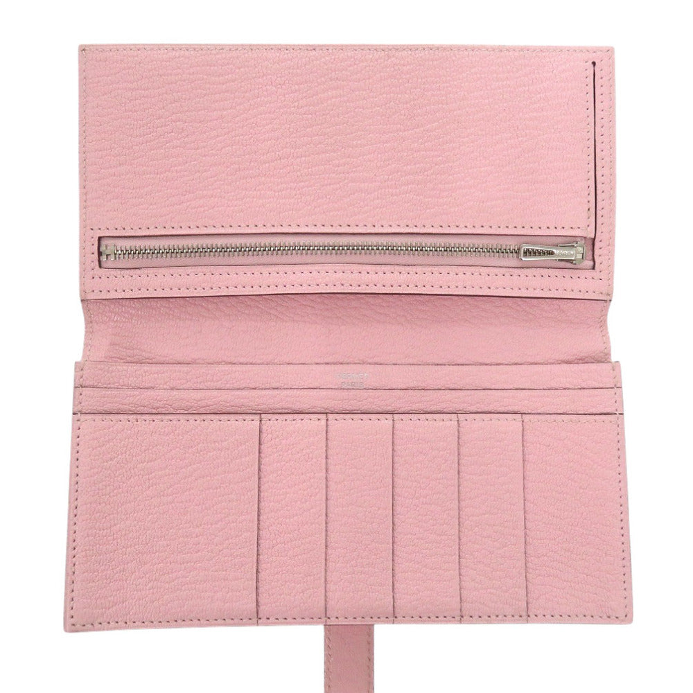 HERMES Long Wallet Purse Shave Rose cherry Beansufla Women