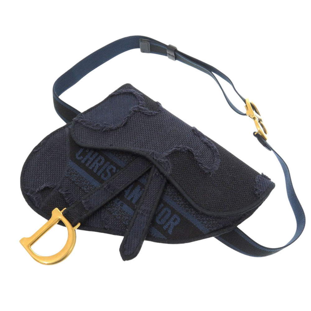 Christian Dior Waist bag canvas Navy Saddle bag Women