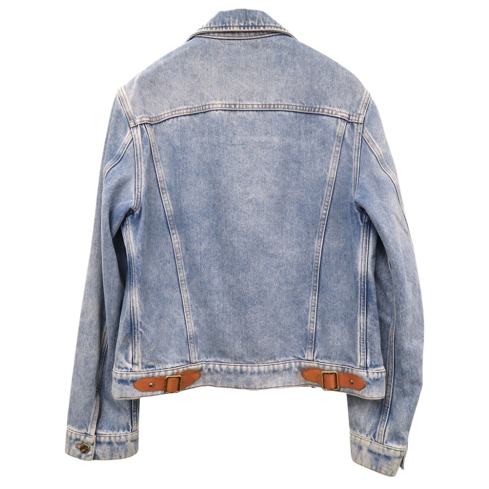 LOUIS VUITTON Denim Jacket HGA73WLVP Cotton, Leather blue 19Stainless Steel Double Front Virgil Abloh mens 46