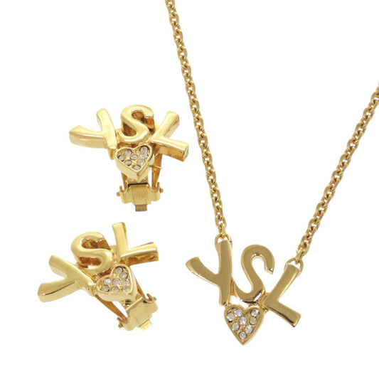 YVES SAINT LAURENT Other accessories Stone, Gold Plated gold Necklace Earring Heart logo Women