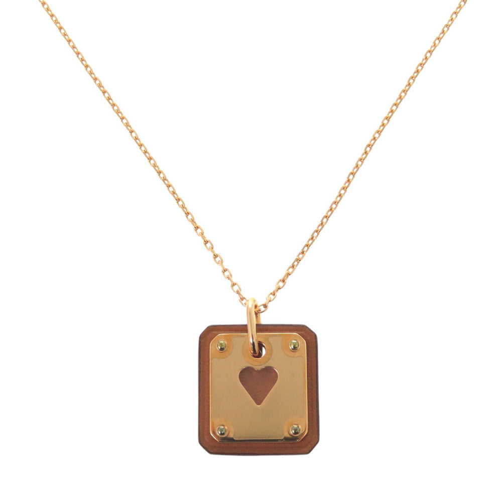 HERMES Necklace Leather, Metal Brown Asdukour Women