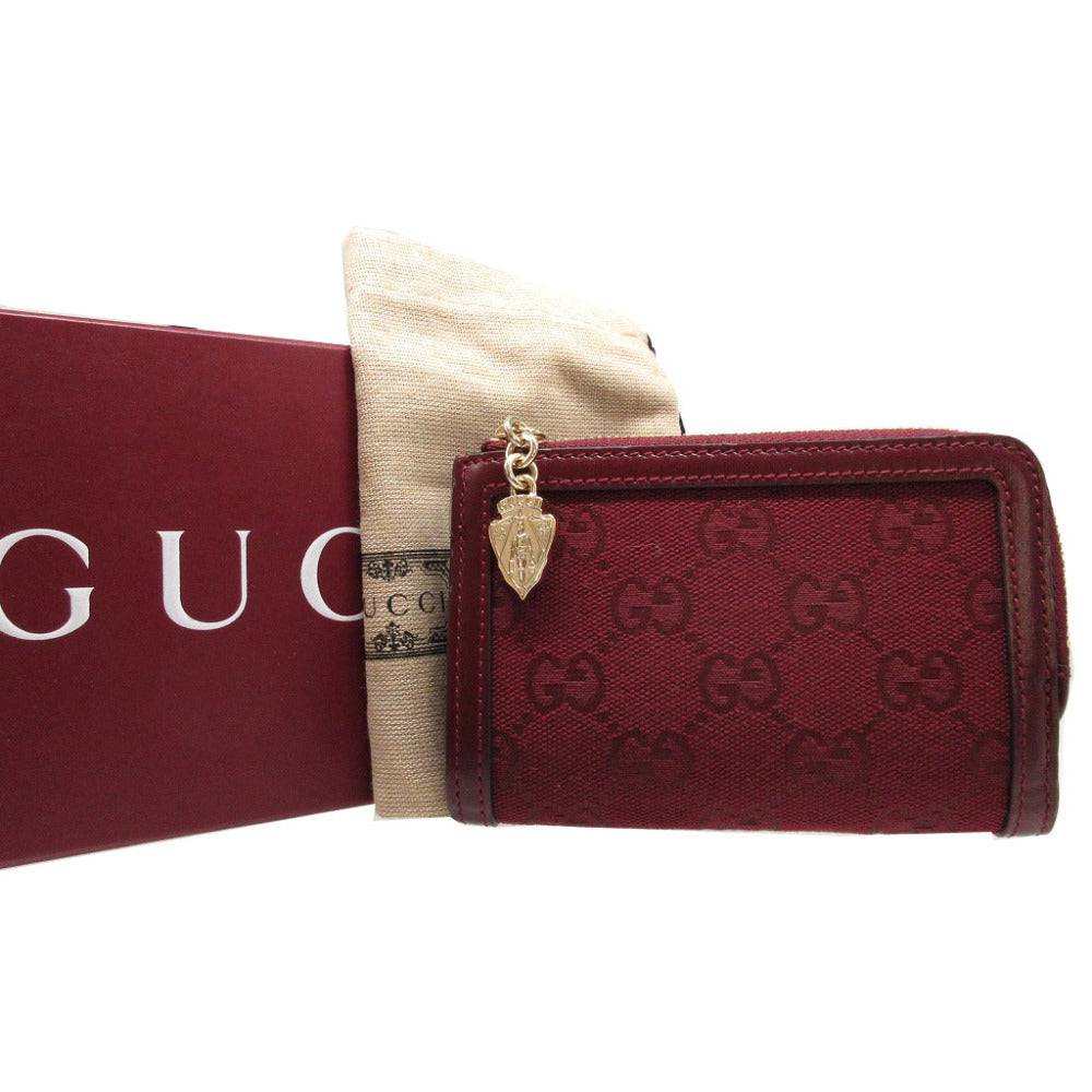 GUCCI Bifold Wallet 790036 GG canvas, leather Bordeaux L-shaped zipper compact wallet Women