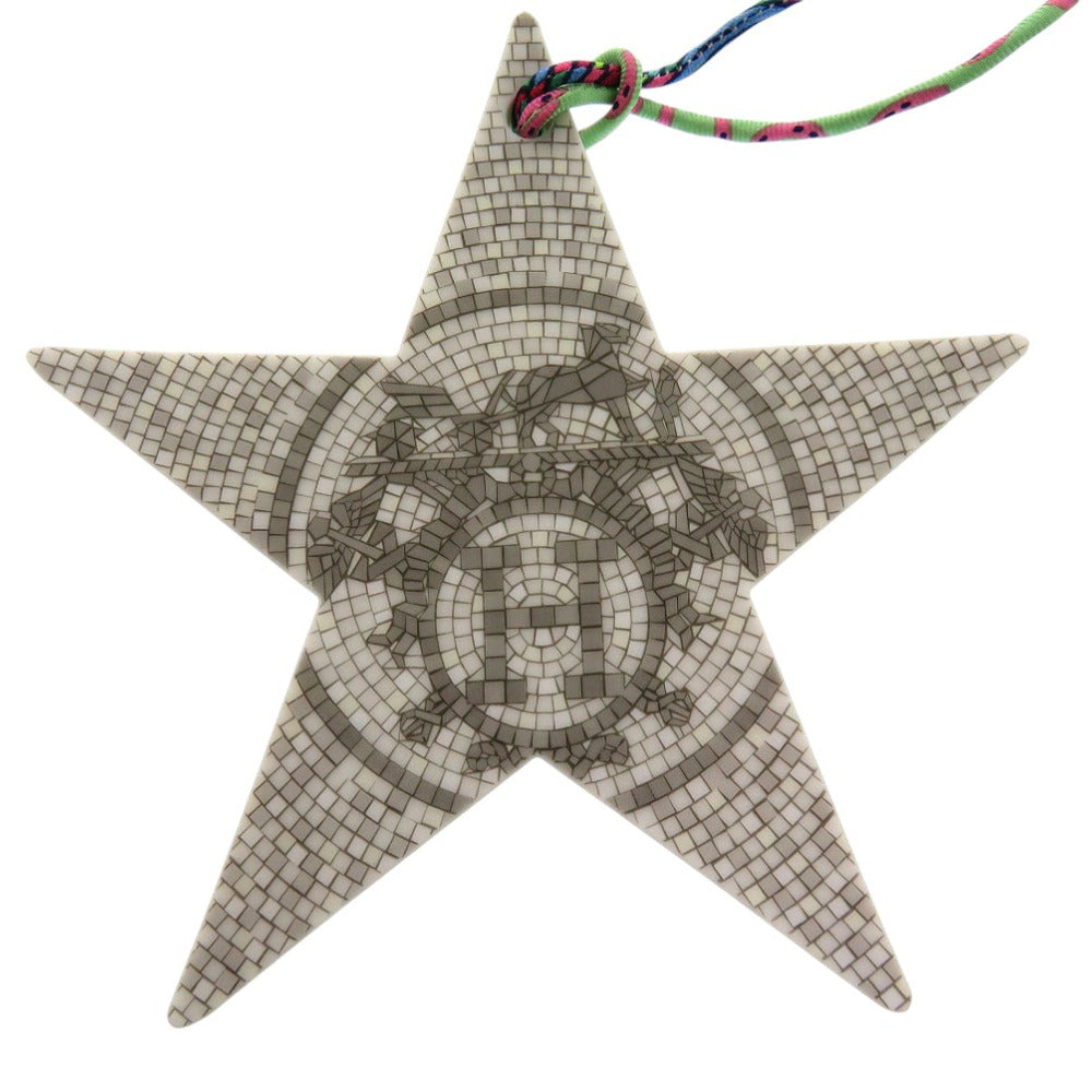 HERMES object Porcelain gray Bourde Noel Petite H X'S Christmas Mosaic Tile Pattern unisex(Unisex)