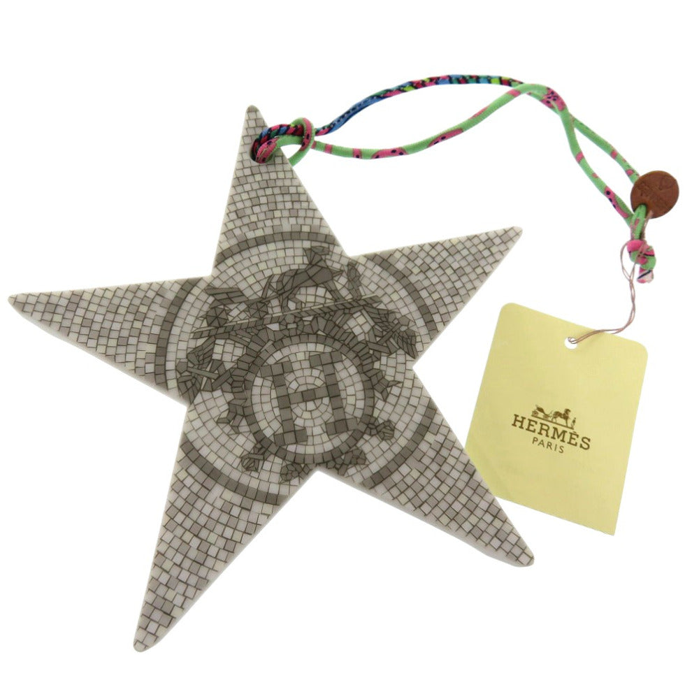 HERMES object Porcelain gray Bourde Noel Petite H X'S Christmas Mosaic Tile Pattern unisex(Unisex)