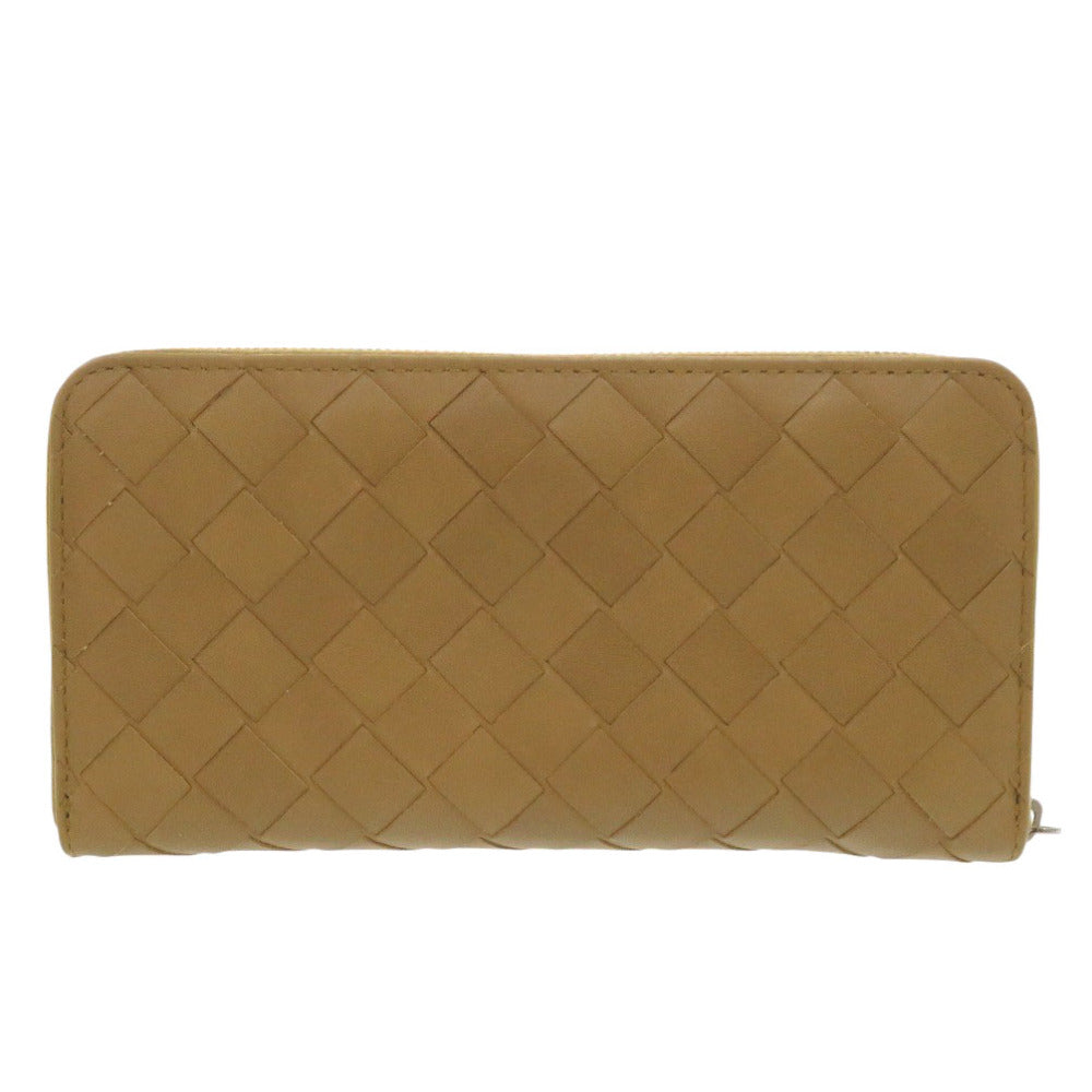 BOTTEGAVENETA Long Wallet Purse leather Brown Zip Around INTRECCIATO Women(Unisex)