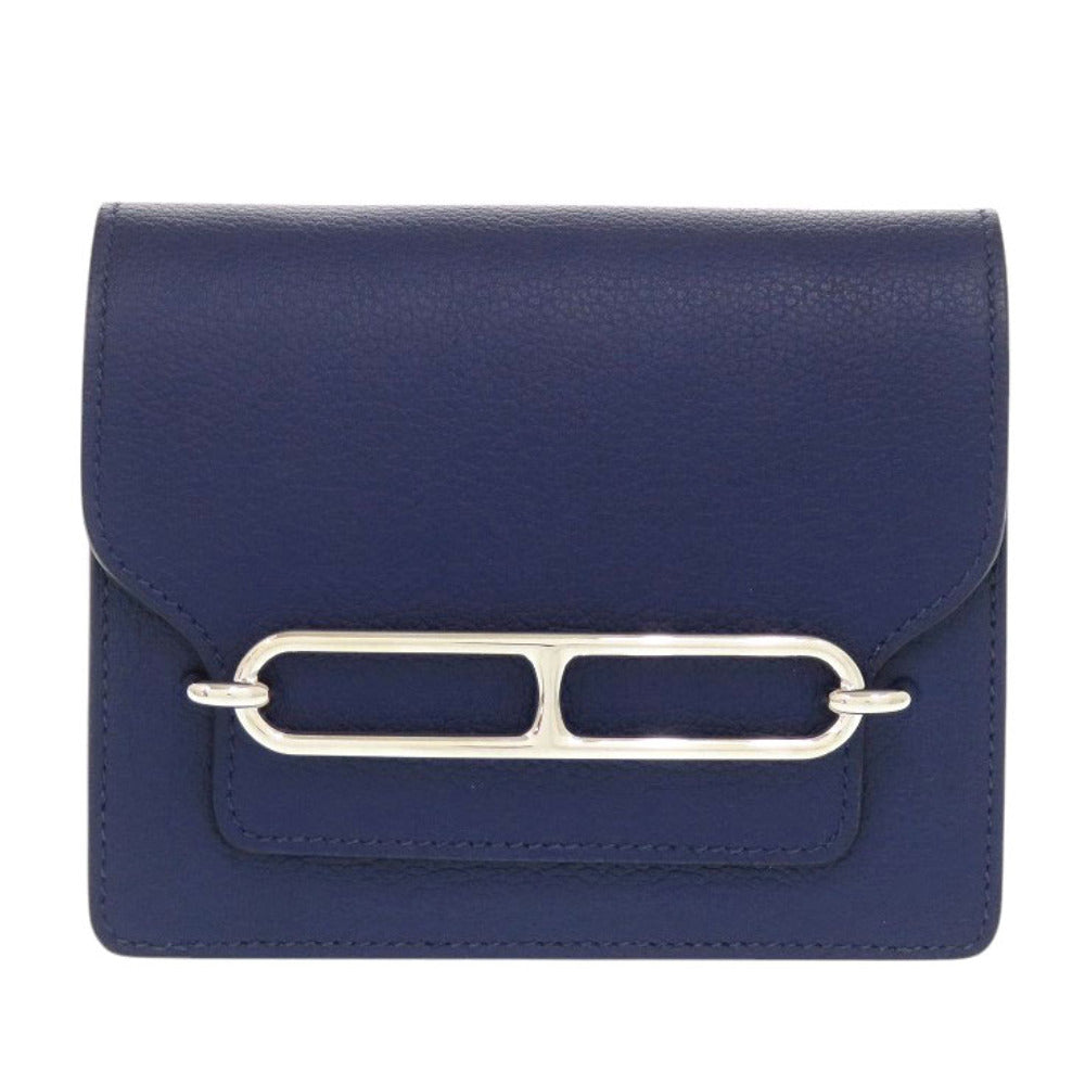 HERMES Coin case Evercolor Blue Safir Lowris Mini Women