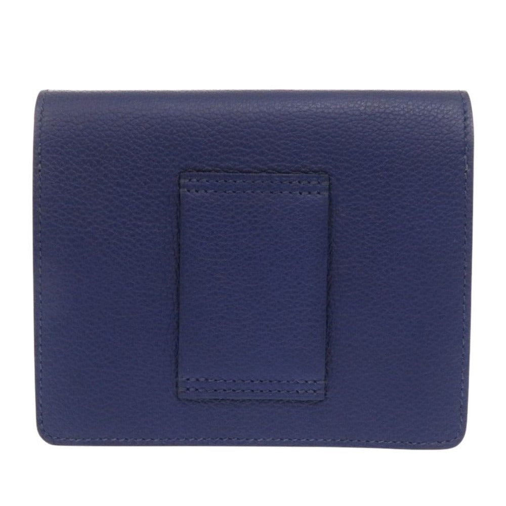 HERMES Coin case Evercolor Blue Safir Lowris Mini Women