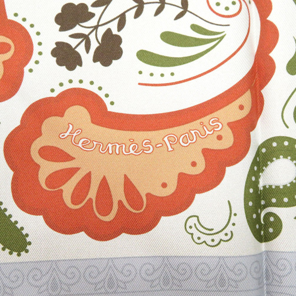 HERMES scarf silk GRIS Twill scarf cheetah Carre90 Double Face GUEPARDS BANDANA Women