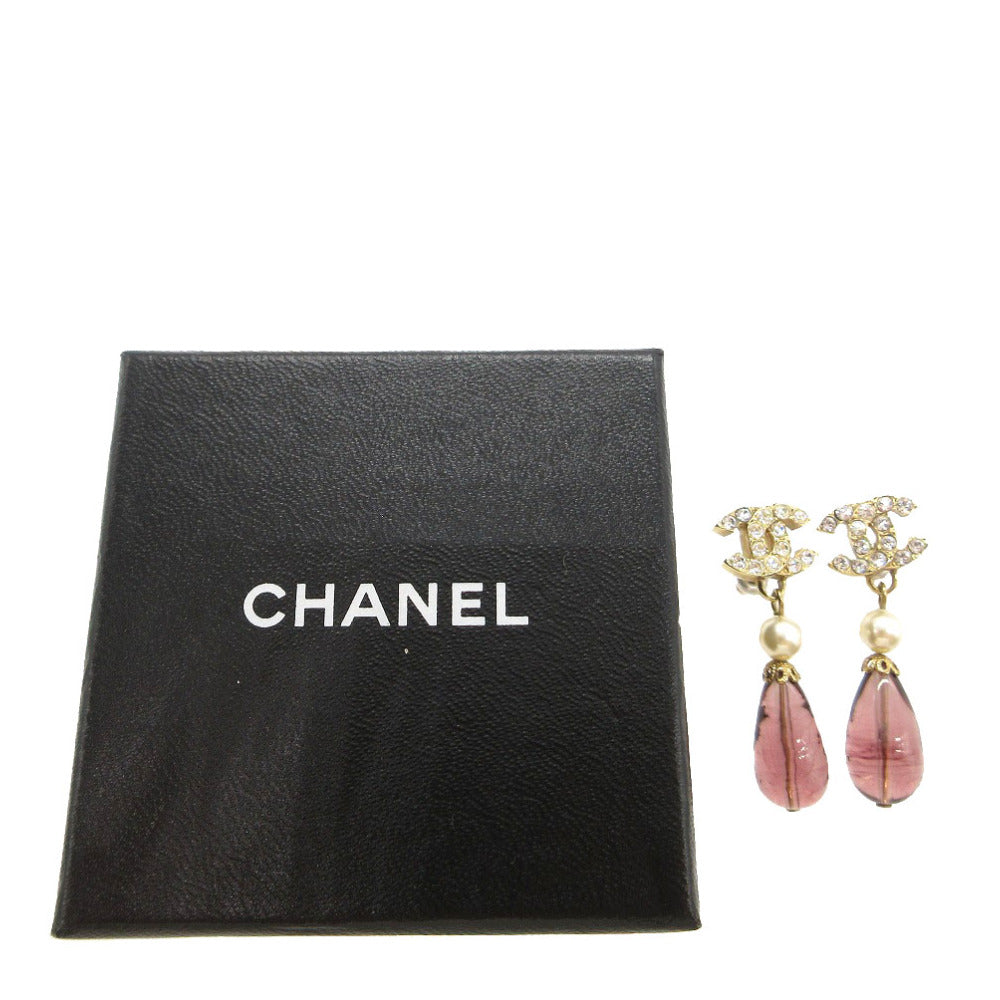 CHANEL Pierce Fake pearls, stones gold COCO Mark Women