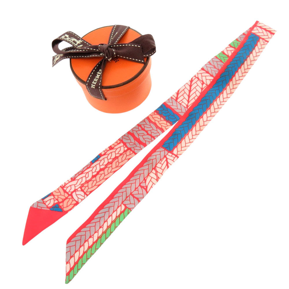 HERMES scarf silk Coral Twilly Doll Tres H Women