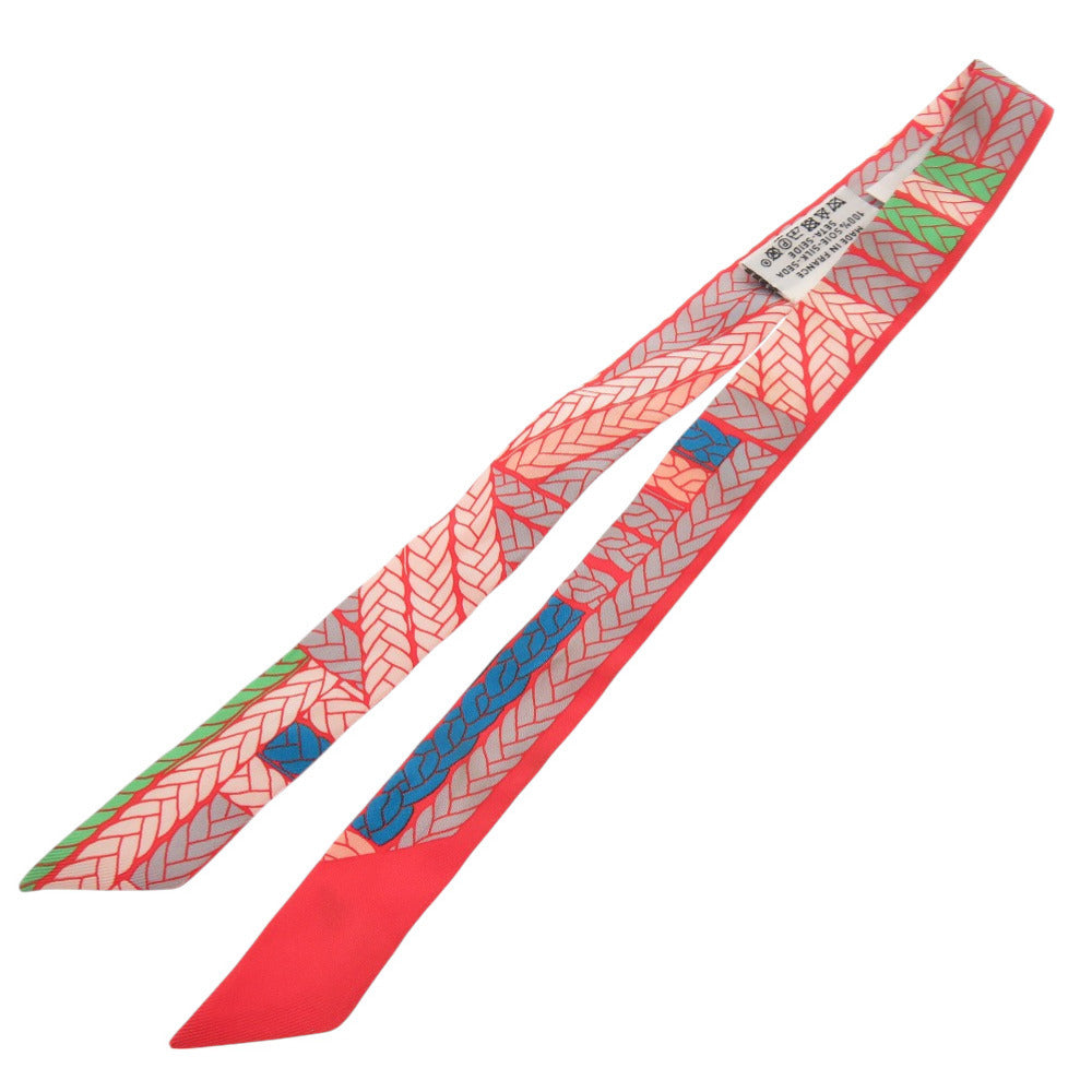 HERMES scarf silk Coral Twilly Doll Tres H Women