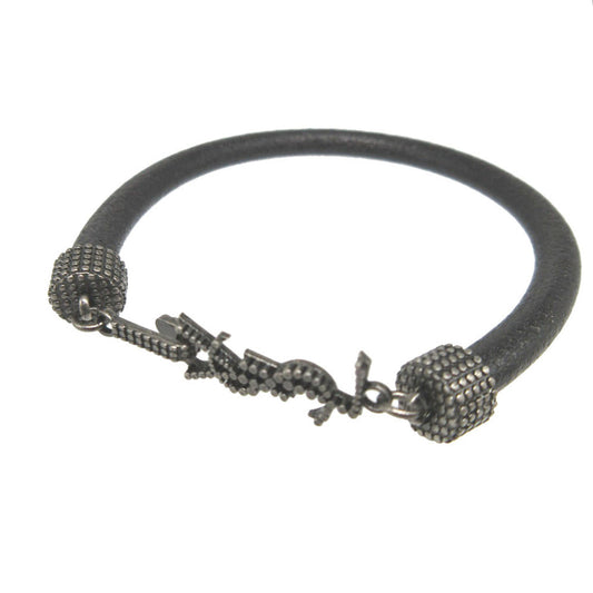 SAINT LAURENT PARIS bracelet leather black logo unisex(Unisex)
