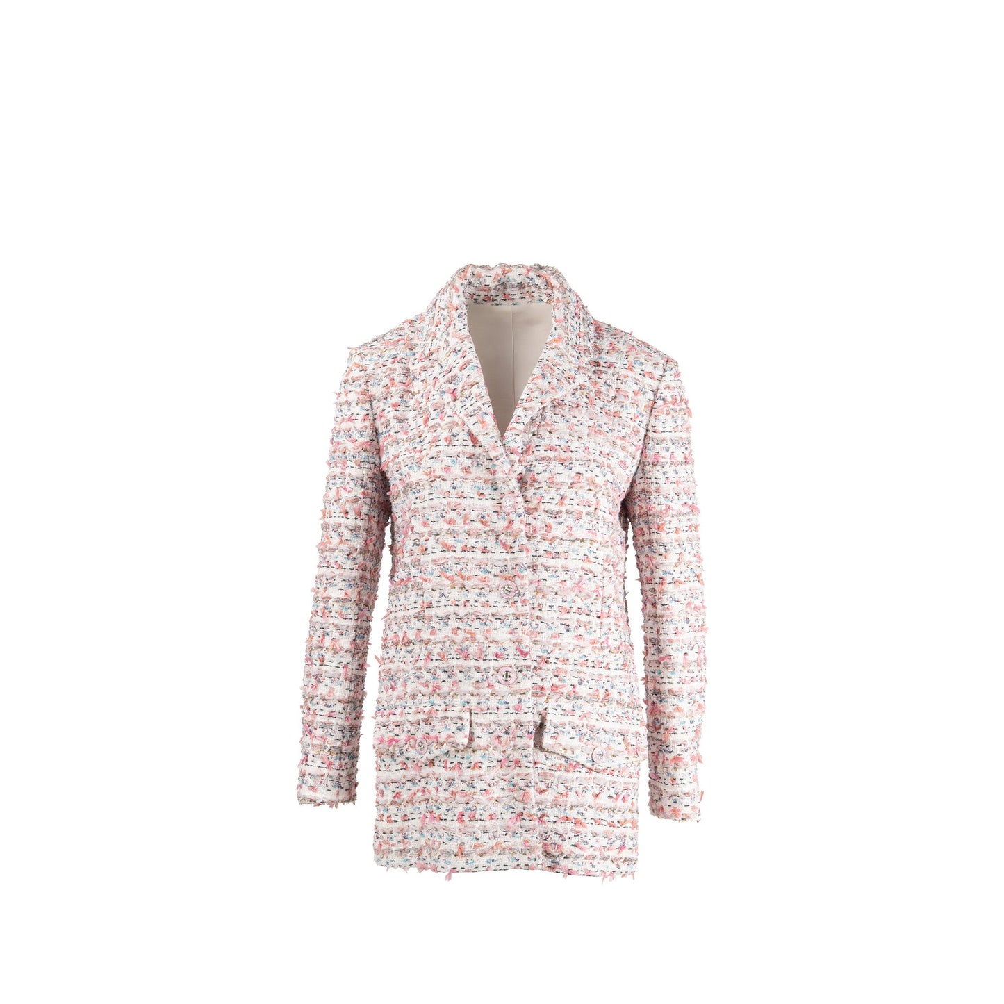 Chanel Size 38 23C Tweed Jacket Ecru/Pink/Blue/Green
