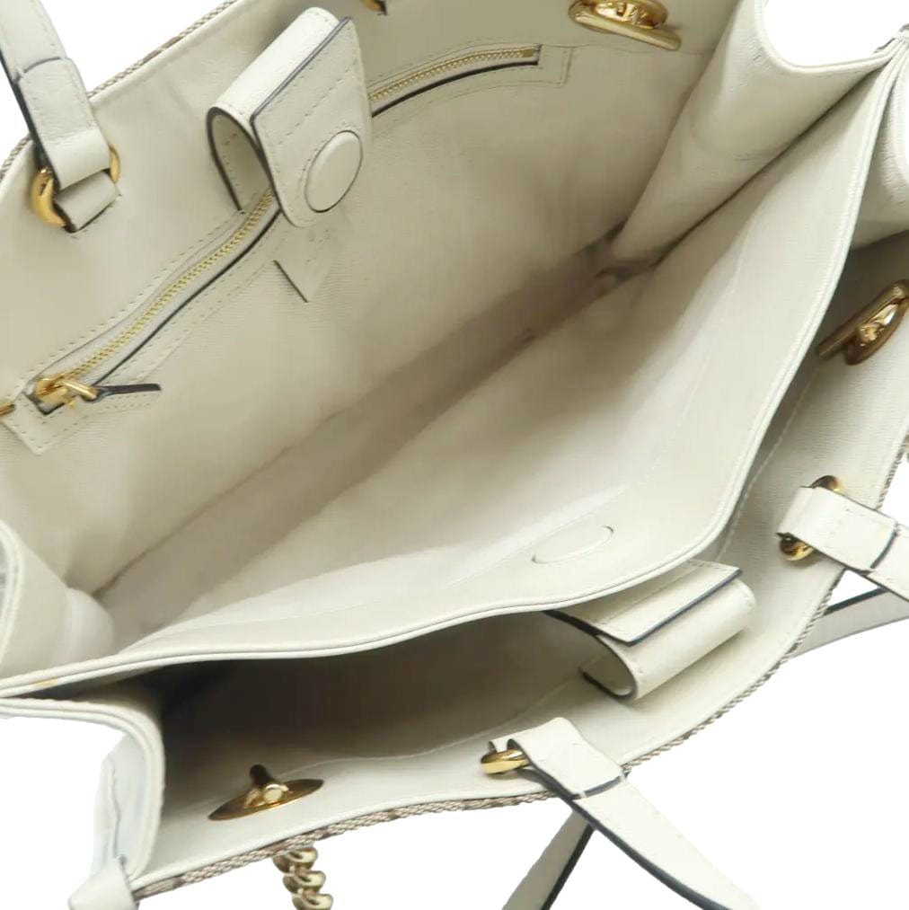 GUCCI Horsebit 1955 GG Supreme Canvas Tote Bag White 621144