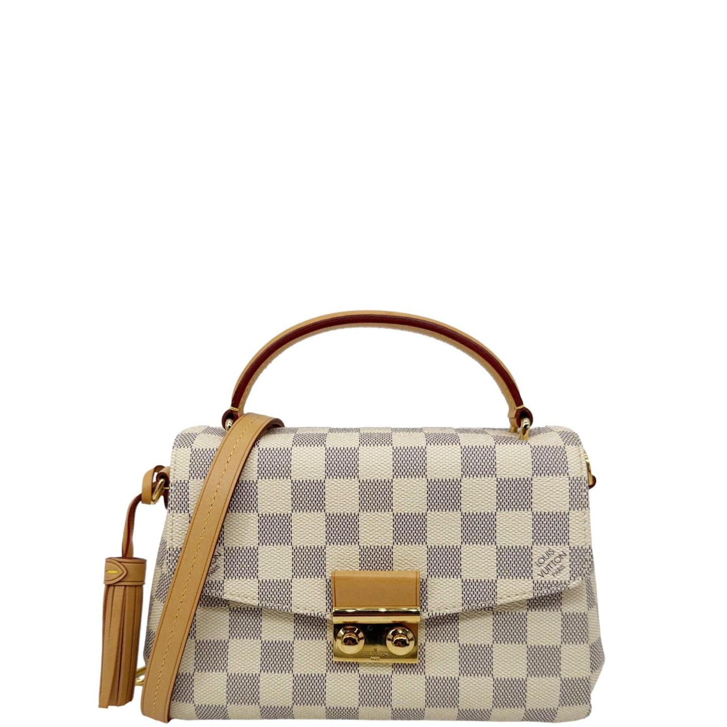 LOUIS VUITTON Croisette Damier Azur Satchel Crossbody Bag Rose Ballerine