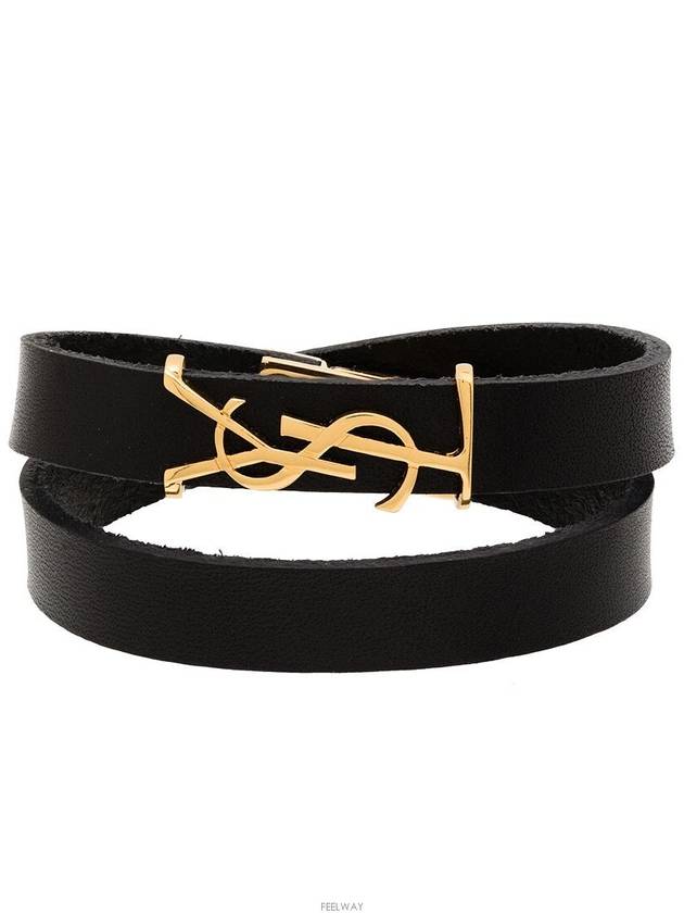 Luxury Saint Laurent Trending 2025 Monogram Double Wrap Bracelet Black
