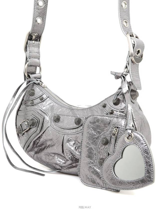 Luxury Balenciaga Trending 2025 Women s Le Cagol Xs Shoulder Bag Metallic Silver Cross 671309