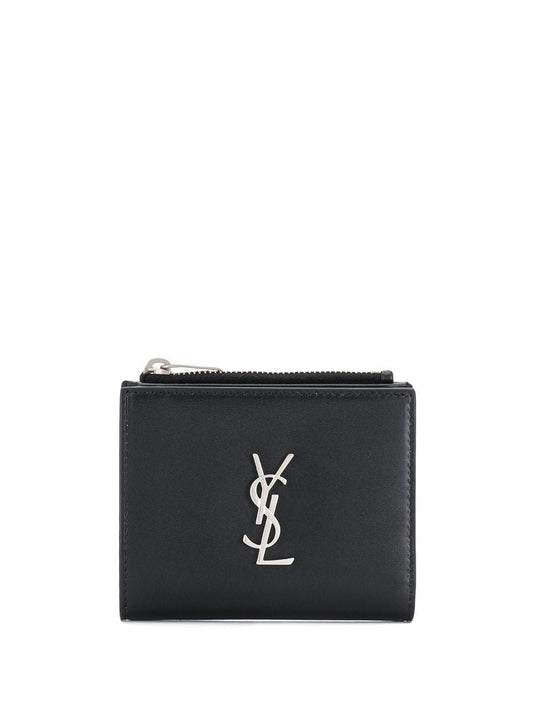 Luxury Saint Laurent Trending 2025 Men's Logo Plaque Wallet in Nero | 5757260SX0E1000