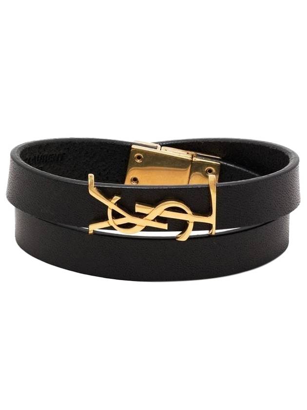 Luxury Saint Laurent Trending 2025 Monogram Double Wrap Bracelet Black