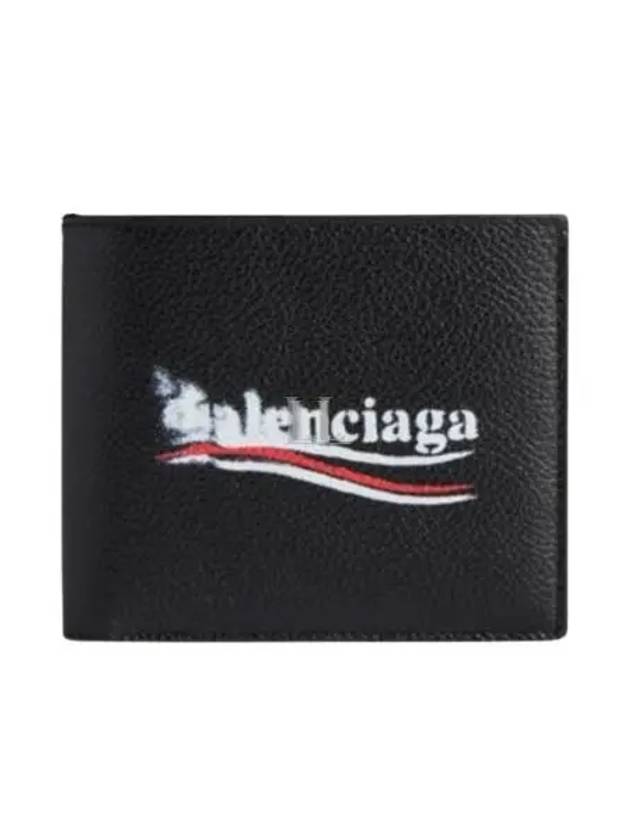 Luxury Balenciaga Trending 2025 Wave Logo Half Wallet Black