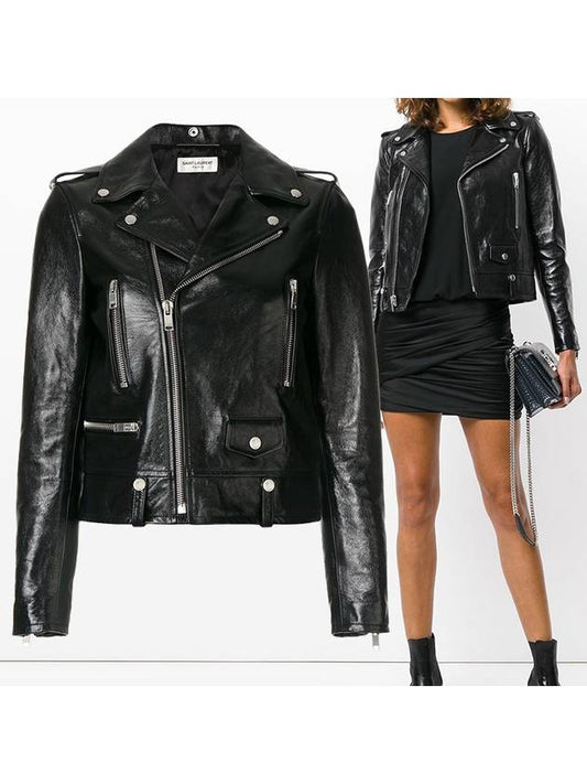 Luxury Saint Laurent Trending 2025 Classic Leather Biker Jacket Black