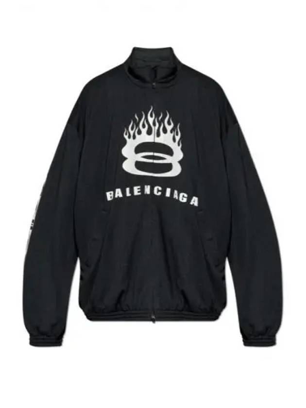 Luxury Balenciaga Trending 2025 Flame Print Zip-Up Jacket Black