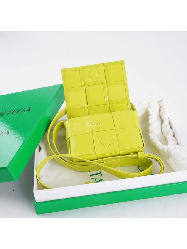 Luxury Bottega Veneta Cassette Small Leather Cross Bag Acid Kiwi