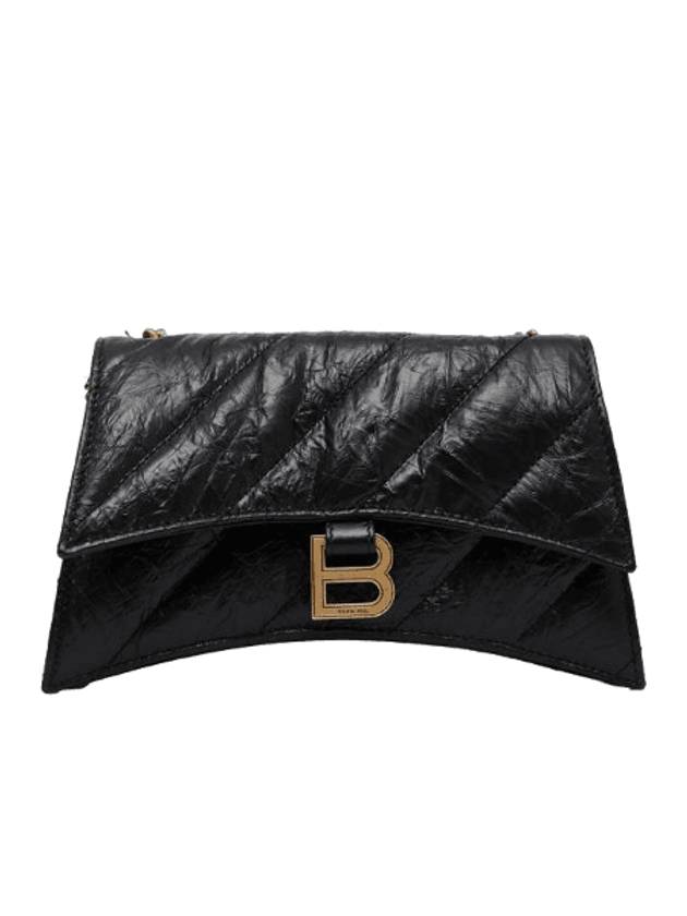 Luxury Balenciaga Trending 2025 Crush XS Chain Quilted Shoulder Bag Black