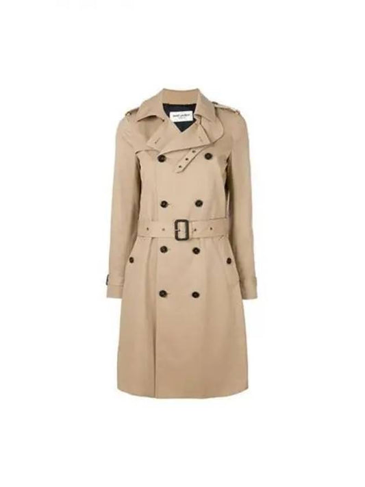 Luxury Saint Laurent Trending 2025 Gabardine Classic Saint Gabardine Trench Coat Beige