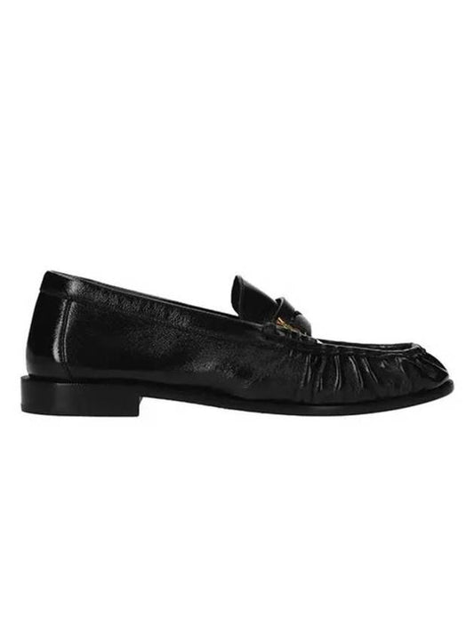 Luxury Saint Laurent Trending 2025 Le Signature Cassandre Logo Plaque Lamb Skin Loafer Black