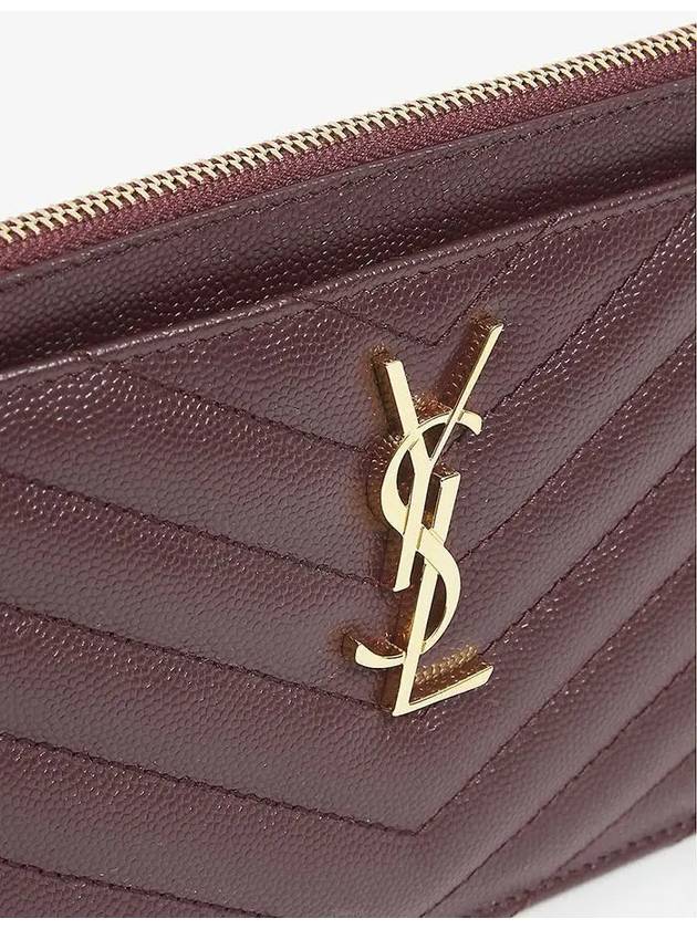 Luxury Saint Laurent Trending 2025 Monogram Quilted Clutch Bag Dark Red