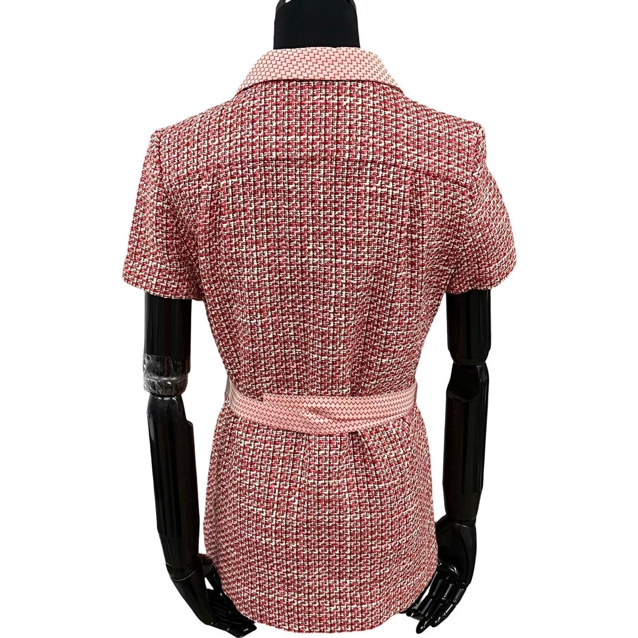 CHANEL tailored jacket Wool, Acrylic, Cotton, Nylon Red COCO Mark logo button Tweed jacket Women 36