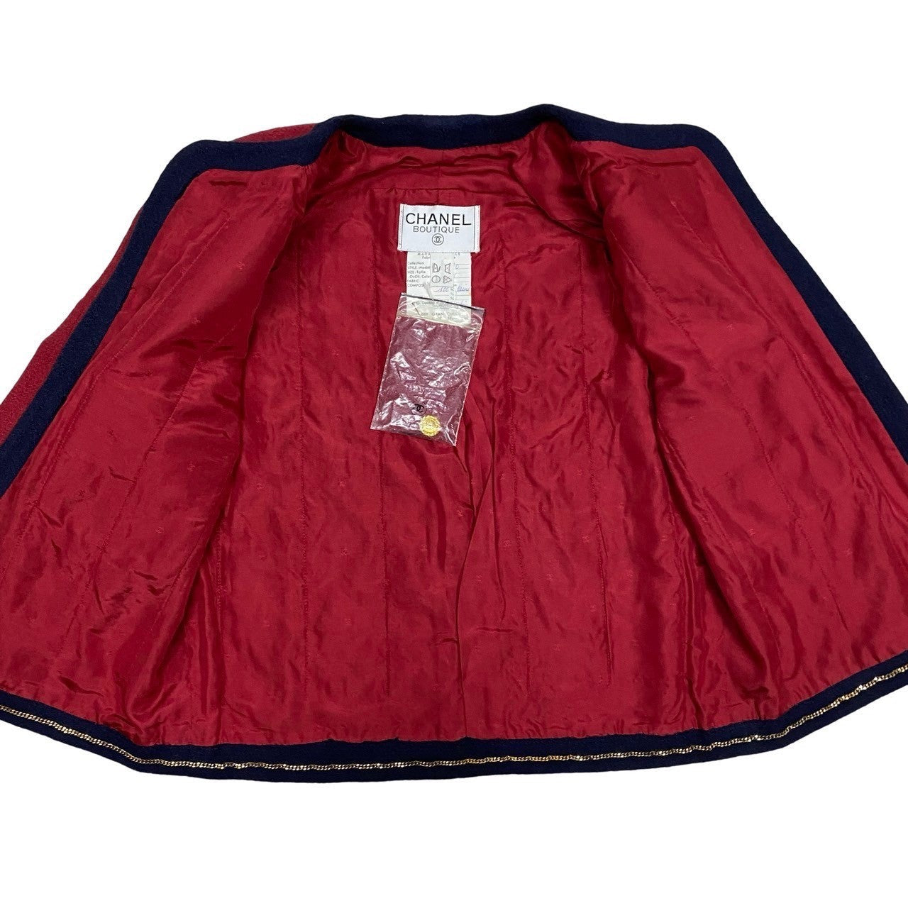 CHANEL setup Wool, Silk Red COCO Mark button Women 34