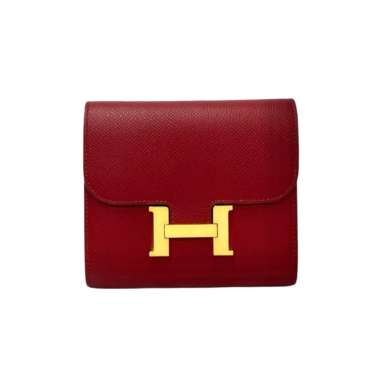 HERMES Bifold Wallet leather Red Constance Compact Women