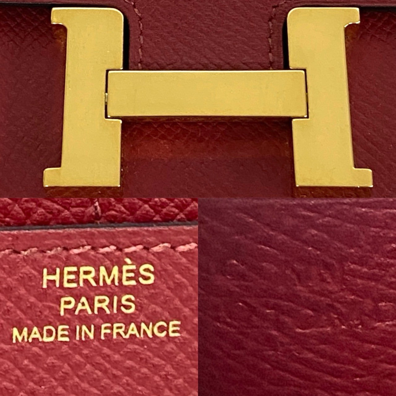 HERMES Bifold Wallet leather Red Constance Compact Women