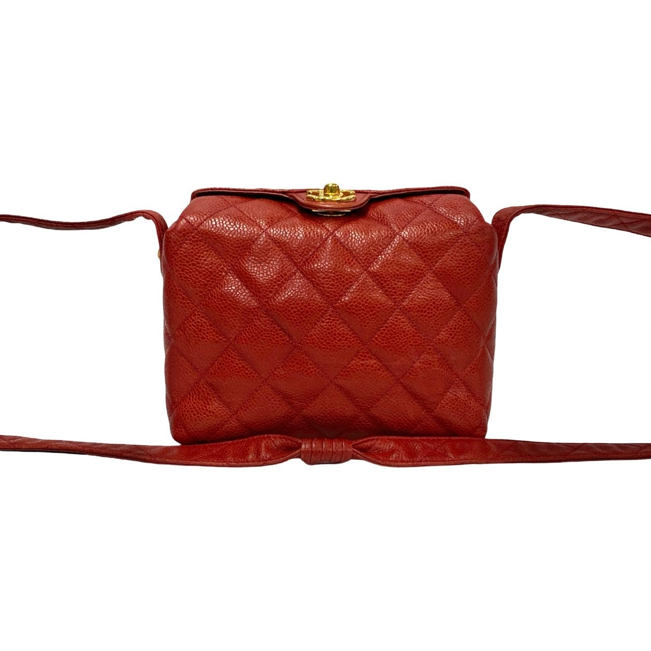 CHANEL Shoulder Bag Matt caviar skin Red COCO Mark Matrasse Women