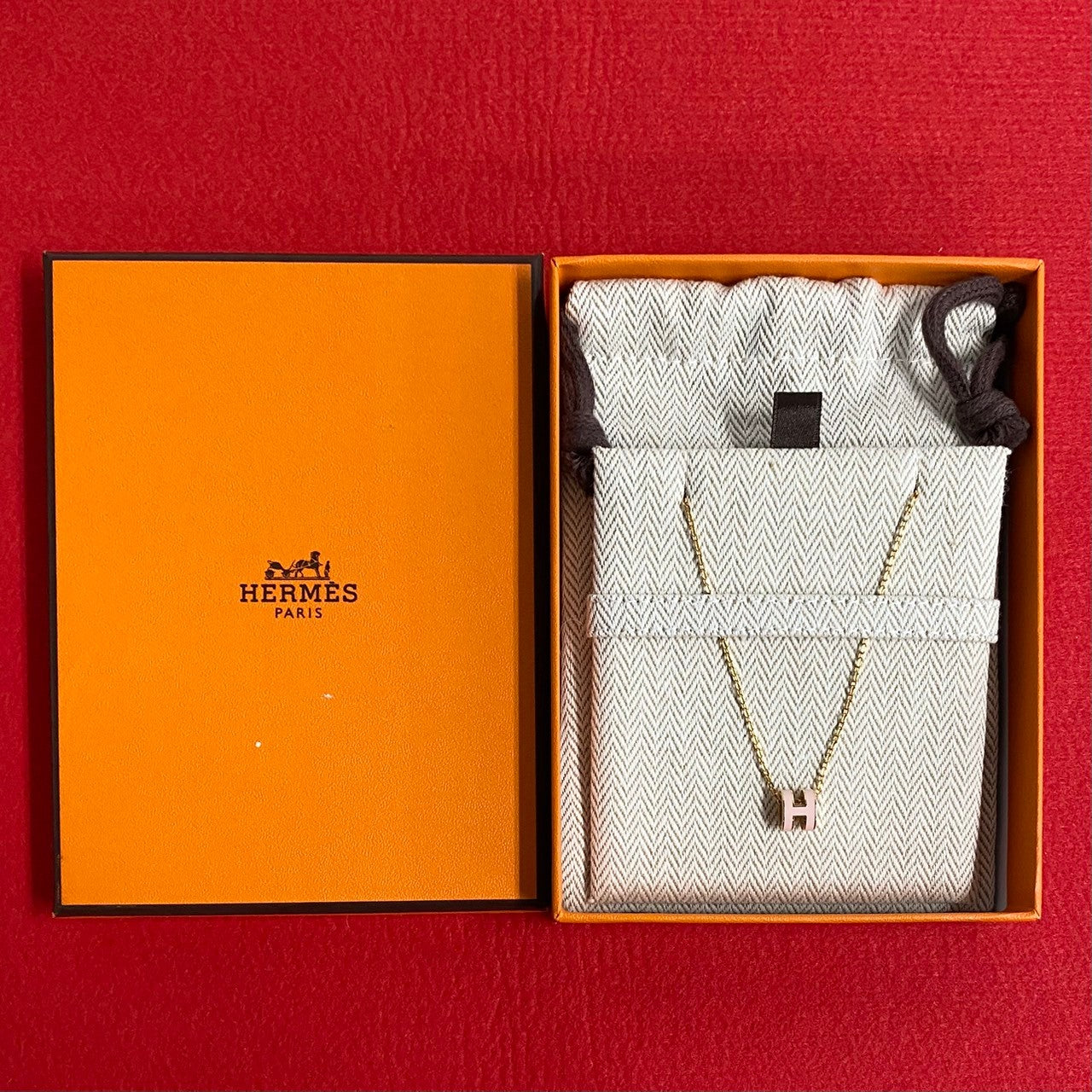 HERMES Necklace Gold Plated gold Mini Pop H Women