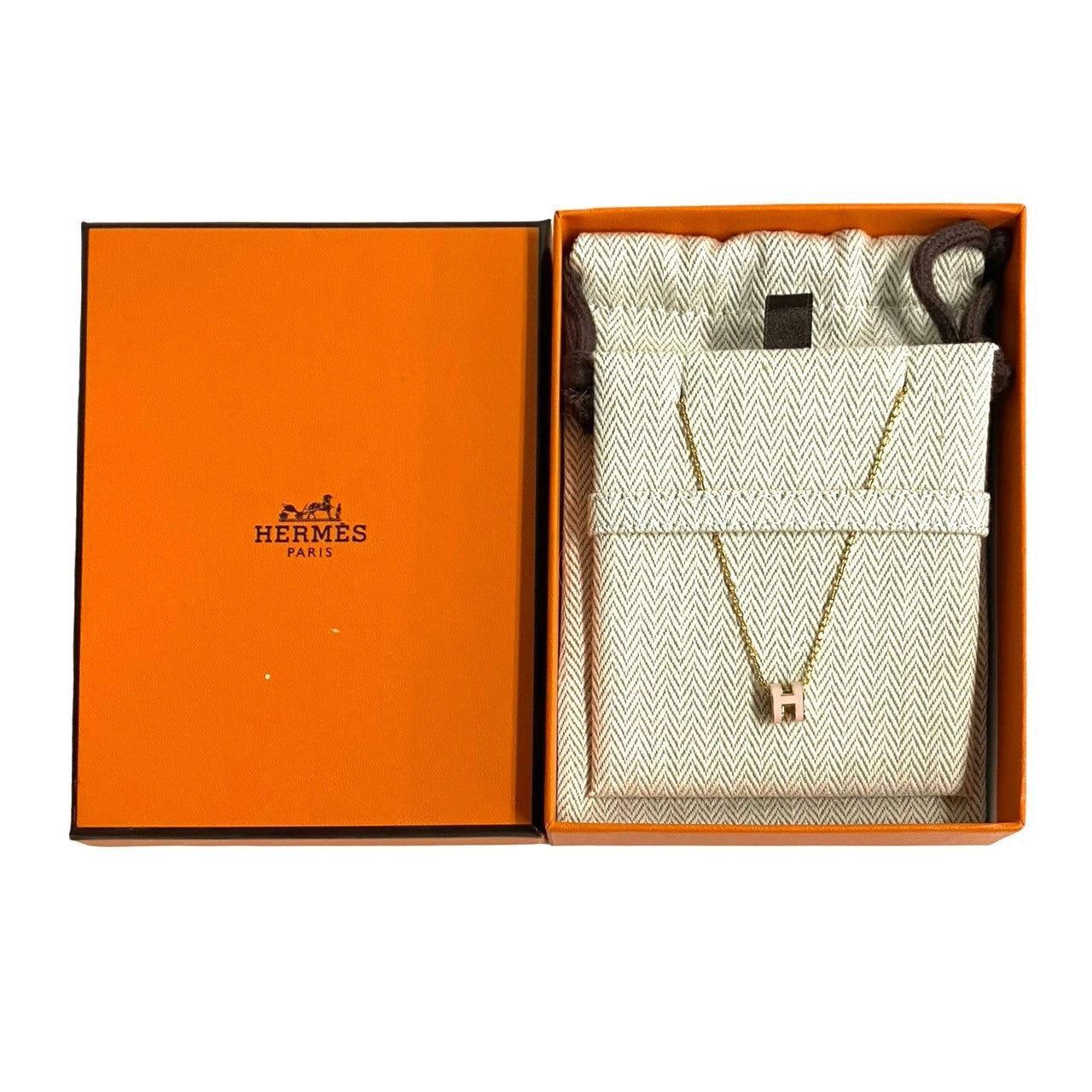 HERMES Necklace Gold Plated gold Mini Pop H Women