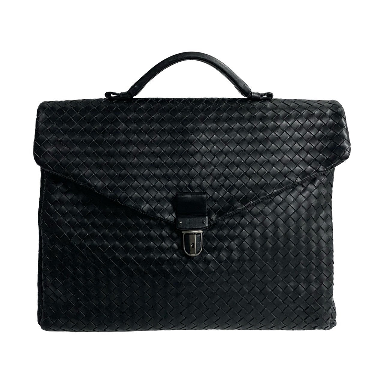 BOTTEGAVENETA Business bag leather black INTRECCIATO mens