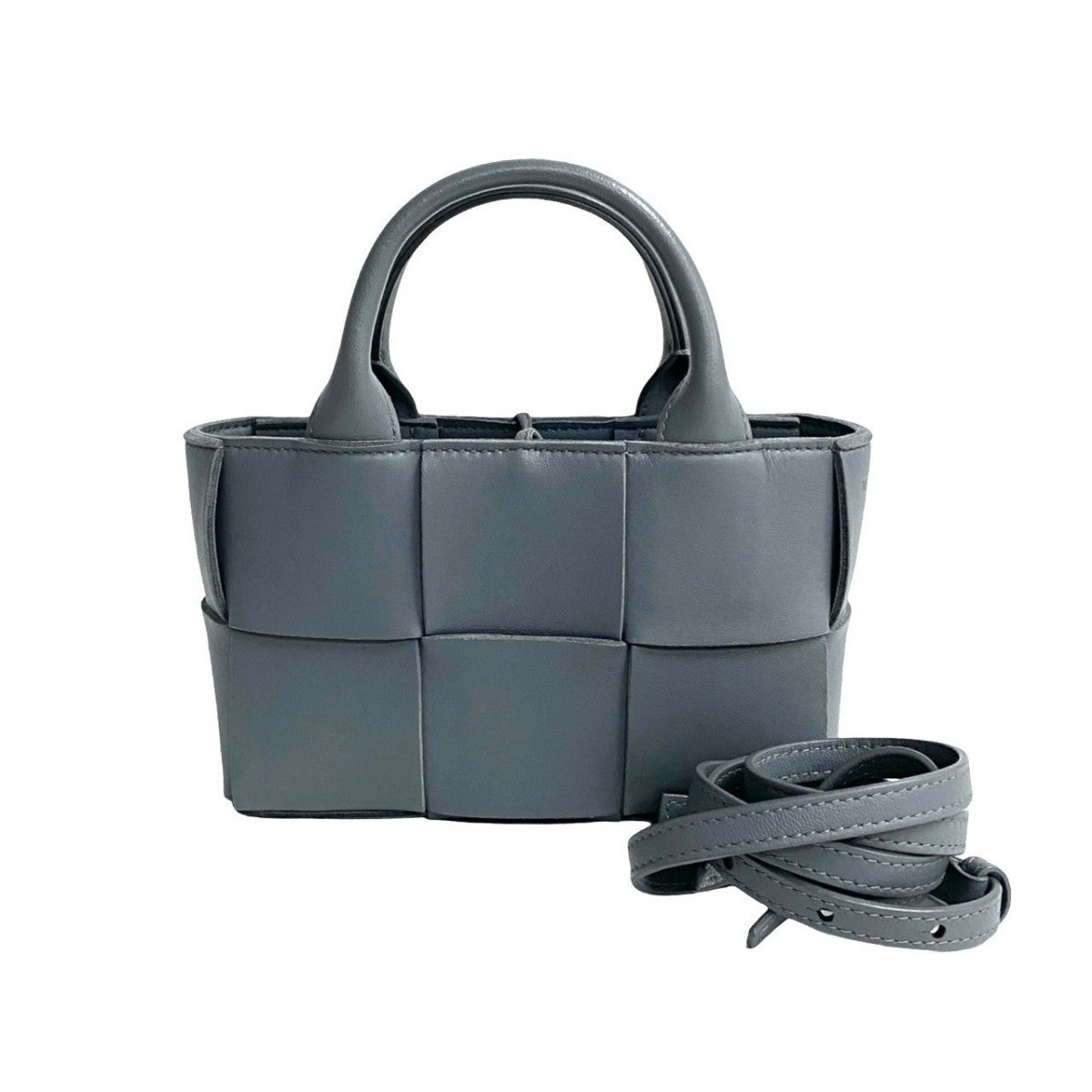 BOTTEGAVENETA Shoulder Bag leather gray INTRECCIATO Arco Mini Women